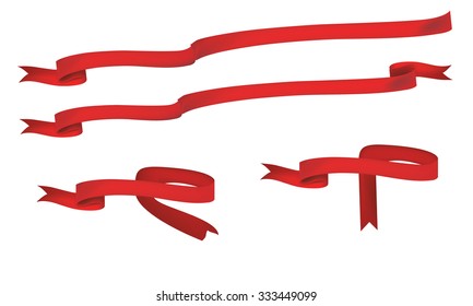 Red long ribbons, banners 