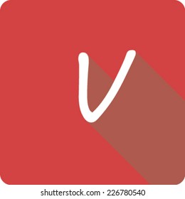 Red Long Shadow Icon of the Letter V
