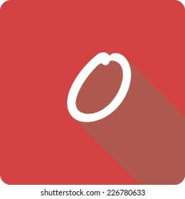 Red Long Shadow Icon of the Letter O