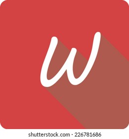 Red Long Shadow Icon of the Letter W