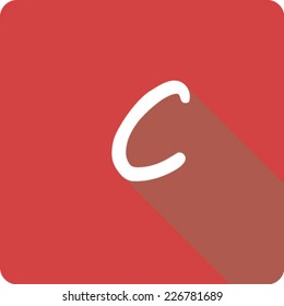 Red Long Shadow Icon of the Letter C