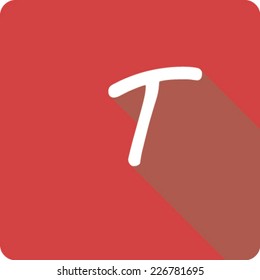Red Long Shadow Icon of the Letter T