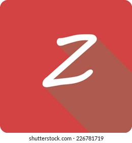 Red Long Shadow Icon of the Letter Z