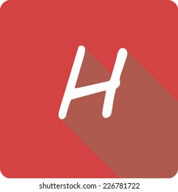 Red Long Shadow Icon of the Letter H