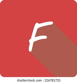 Red Long Shadow Icon of the Letter F
