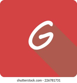 Red Long Shadow Icon of the Letter G