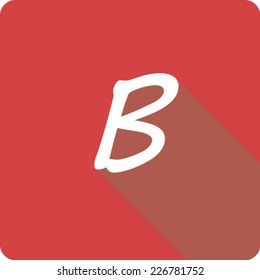 Red Long Shadow Icon of the Letter B