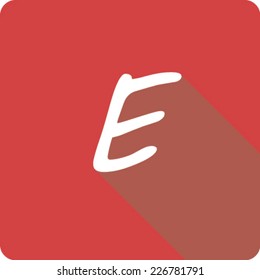 Red Long Shadow Icon of the Letter E
