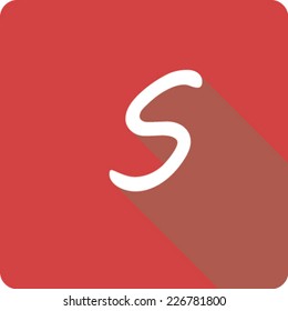 Red Long Shadow Icon of the Letter S
