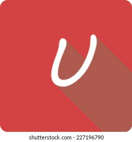 Red Long Shadow Icon of the Letter U