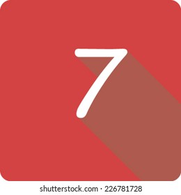 Red Long Shadow Icon of the Number 7