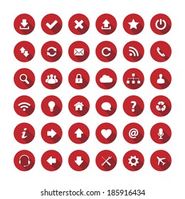 Red long shadow style icons