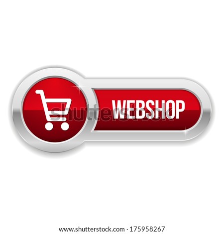 Red long shop button with metallic border