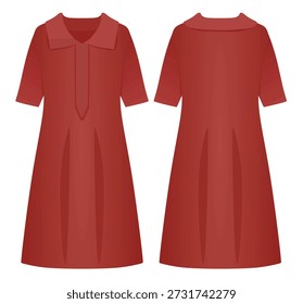 Vestido de manga larga rojo. Ilustración vectorial