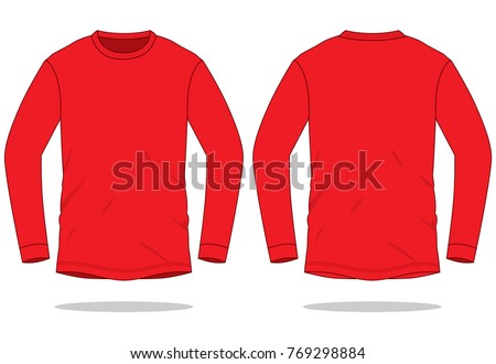 Download Red Long Sleeve T Shirt Template Vector de stock (libre de ...