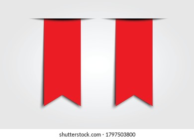 Red long vertical ribbon design vector for multiple use 