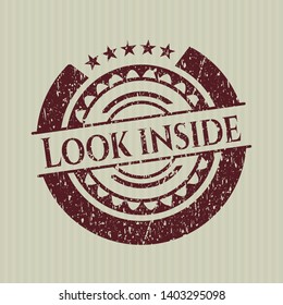 Red Look inside distress grunge stamp