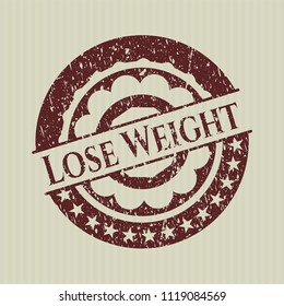 Red Lose Weight distressed with rubber seal texture