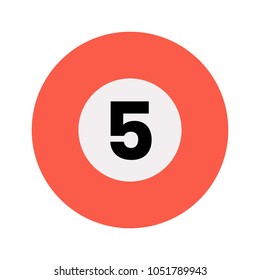 Red lottery ball number 5 icon