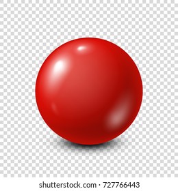 Red lottery, billiard,pool ball. Snooker. Transparent background. Vector illustration.