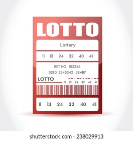 red lotto ticket illustration design over a white background