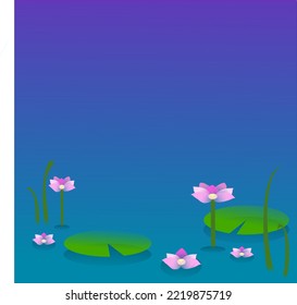 Red lotus on water vector illustrartion