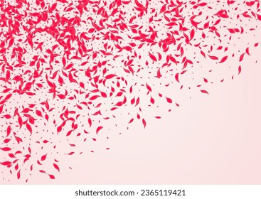 Red Lotus Vector Pink Background. Falling Sakura Banner. Coral Floral Summer Illustration. Ruby Fly Rose Pattern.