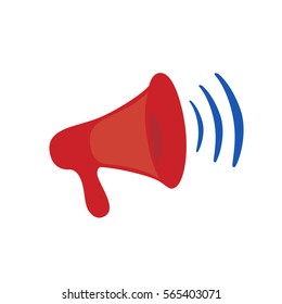 red loudspeaker cartoon representing sound