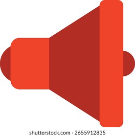 Icono plano de altavoz rojo. Conveniente para el anuncio, la alerta, el sonido, los medios de comunicación, la transmisión, el control de volumen y los temas de comunicación pública.