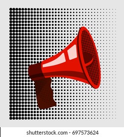 Red loudspeaker. Poster style vector illustration.
