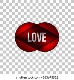 Red love abstract premium bubble badge, Valentines day luxury button template for logo, design concepts, banners, applications, apps, prints. 14th february. Vector illustration.