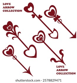 Red love arrow collection for valentine day, for love