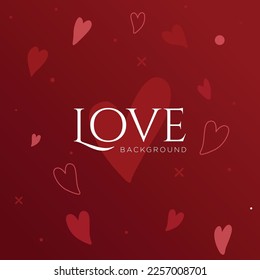 Red love background design vector illustration for cover design, wall art, presentation, fashion, social media, wallpaper.