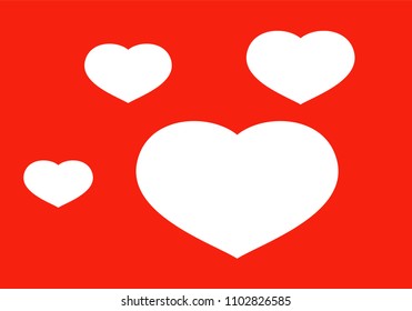 Red love background with scattered white hearts