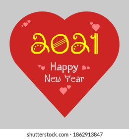 A red love background that says happy 2021