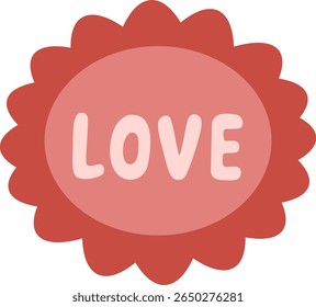 Ilustração do vetor do crachá de amor vermelho para o romance e o dia dos namorados