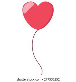 Red love balloon on a wire.