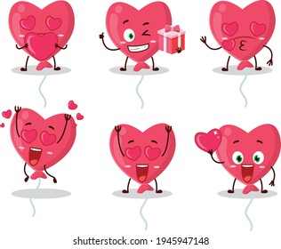 Red love baloon cartoon character with love cute emoticon