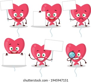 Red love baloon cartoon character bring information board