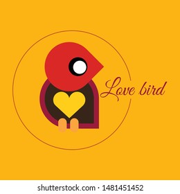Red Love bird vector logo