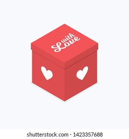 Red Love Box Isometric Color Icon