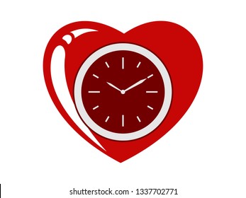 the red love clock icon for set timer, alarm or stopwatch in your phone