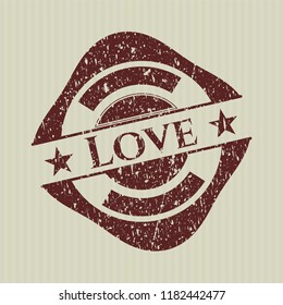 Red Love distressed rubber grunge texture stamp
