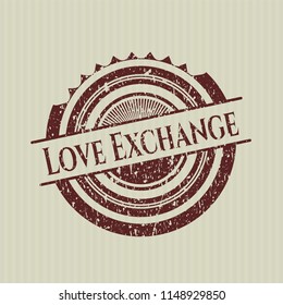 Red Love Exchange distress rubber seal with grunge texture