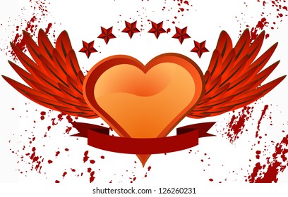 Red Love in grunge background