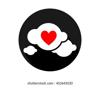 red love heart cloud valentine image vector icon logo
