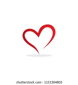 red love heart design logo