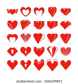 red love and  heart icons vector set