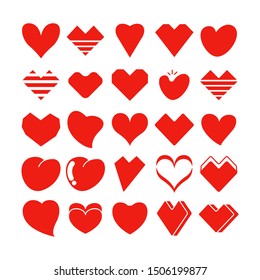 red love and  heart icons vector set