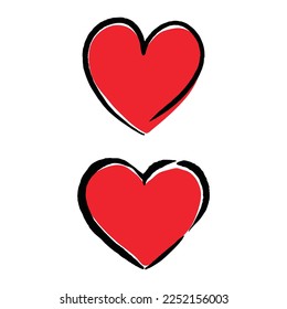 red Love heart icons vector hand drawn